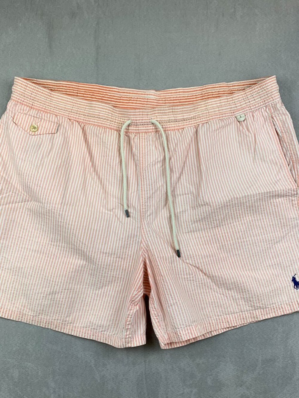Ralph Lauren Polo Mens Traveler Classic Swim Trunk 2XL Pink Striped Shorts Lined